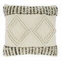 Vecindario 18 in. Woven Textured Poly-Filled Square Throw Pillow with Diamond Design, Ivory VE3744884